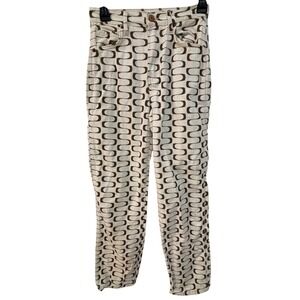 Reformation Mod High Rise Straight Jeans Brown Cream in Frequency Print size 24